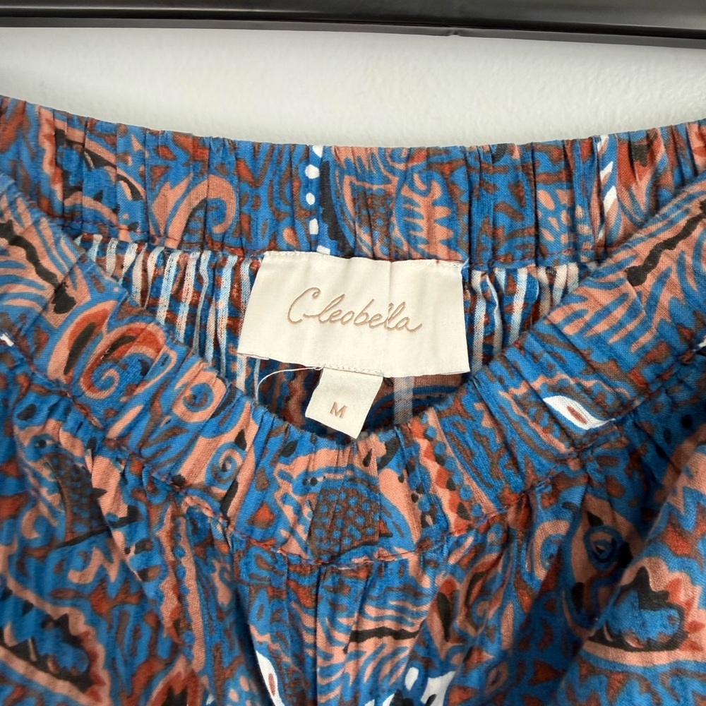 Cleobella Blue Paisley Tiered Midi Skirt with Rust Details - Picture 3 of 5